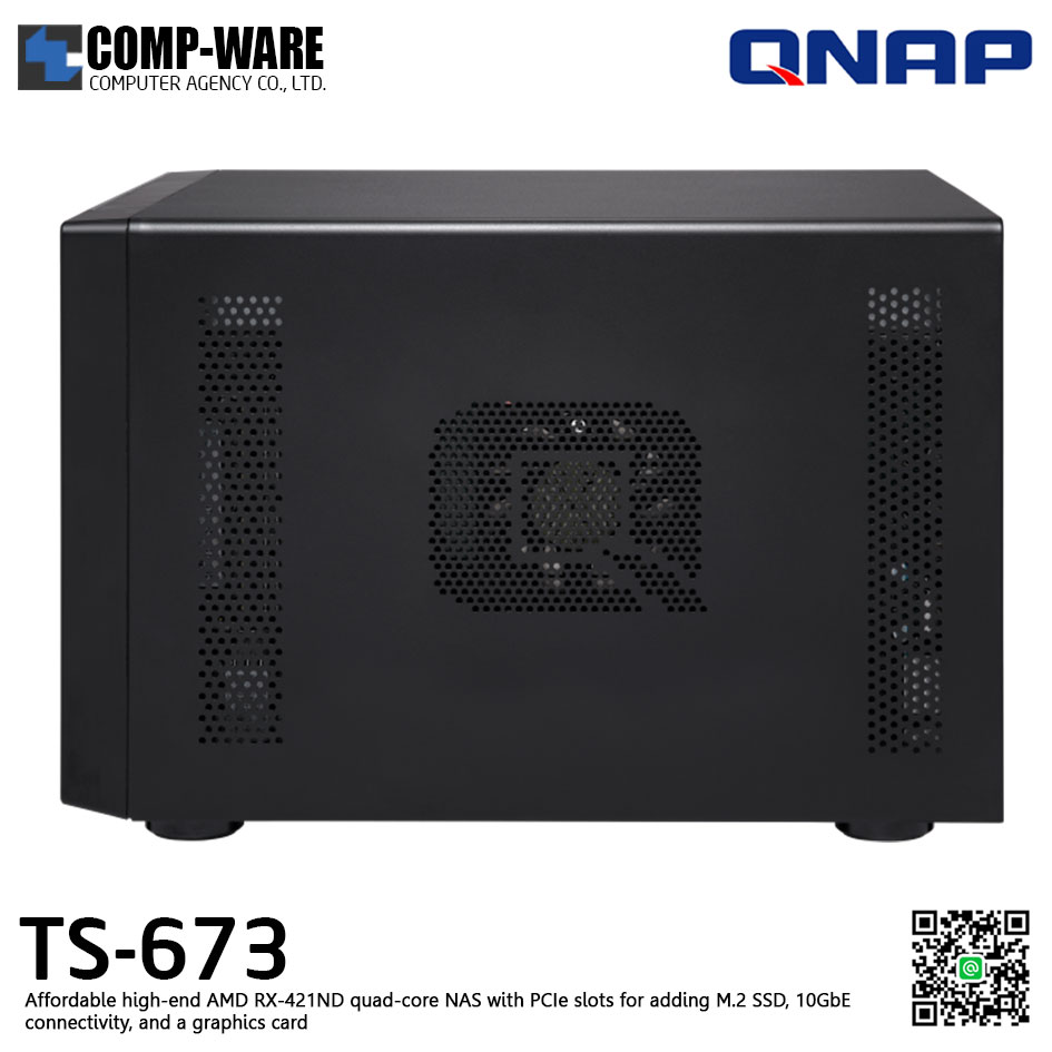 QNAP NAS (6-Bay) TS-673 (8GB RAM up to 64GB) AMD R series RX-421ND M.2 Dual-Slot Support No HDD