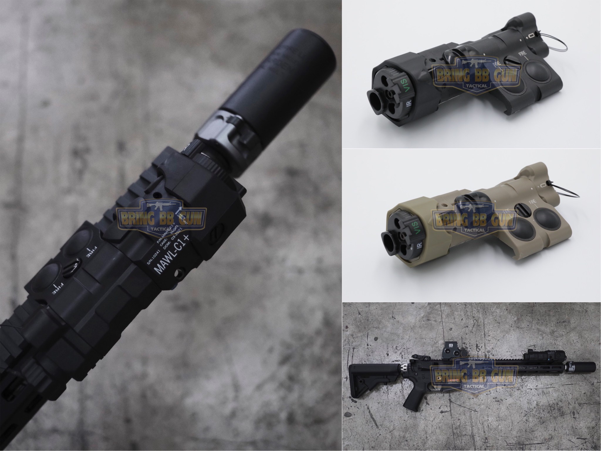 กล่องไฟฉาย+เลเซอร์ชี้เป้า+ไฟฉายIR+เลเซอร์ชี้เป้าIR (อุปกรณ์เล็งช่วยส่องสว่าง) B.E. Meyer รุ่น MAWL-C1+