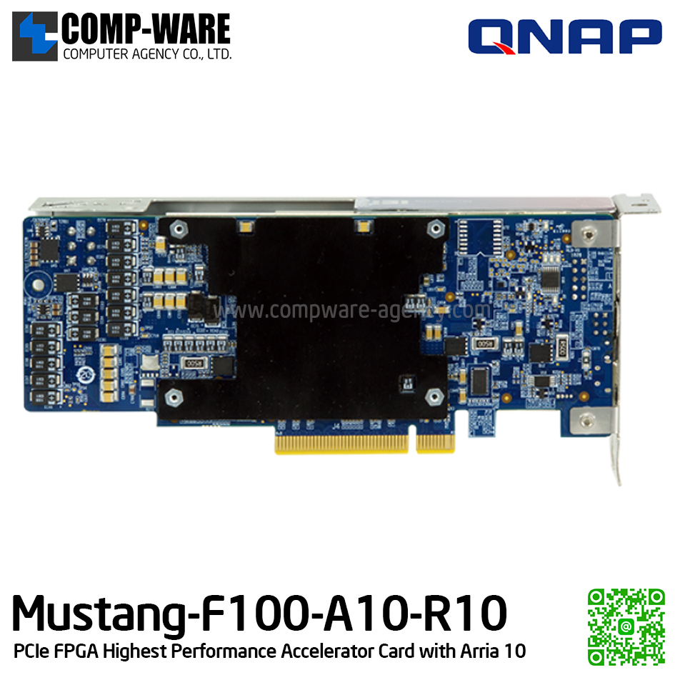 QNAP Mustang-F100-A10-R10 PCIe FPGA Highest Performance Accelerator Card with Arria 10 1150GX support DDR4 2400Hz 8GB, PCIe Gen3 x8 interface - Spare Part