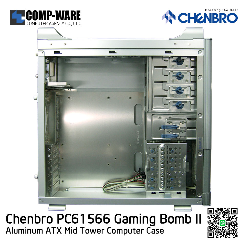 CHENBRO PC61566 Silver Aluminum ATX Mid-Tower Computer Case ,No Power supply