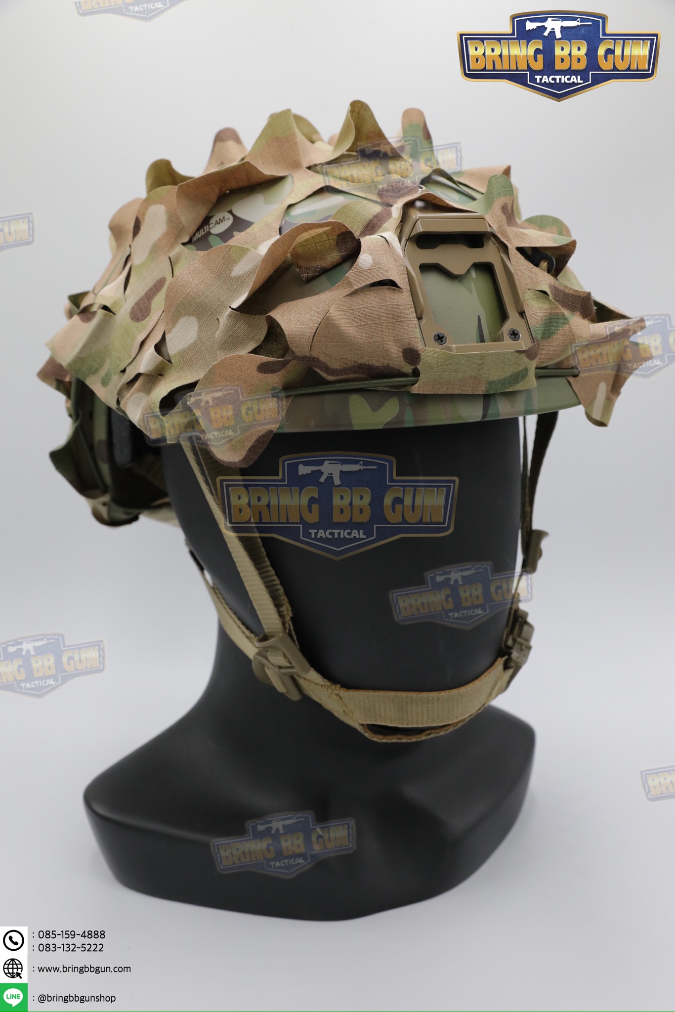 ผ้าคลุมหมวกฟาส แบบตาข่ายพราง (ผ้าคลุมหมวกสำหรับพรางตัว) (Lightweight laser cut helmet cover) (Ghillie Helmet Cover)