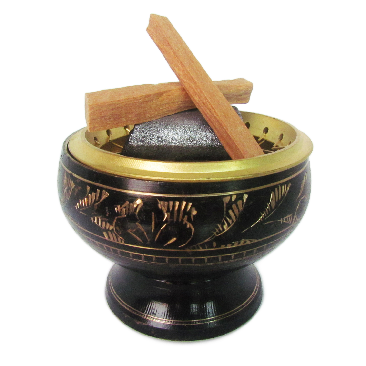 เตาเผาไม้หอม สีดำ ทอง กระถางธูป + ถ่าน ถ่านเผา ถ่านไม้ ถ่านพิเศษ ชาโคล สำหรับจุดไฟเผา 1 กล่อง + ไฟแช็คไอพ่น ไฟฟู่ หัวพ่น คุณภาพสูง 1 ชิ้น