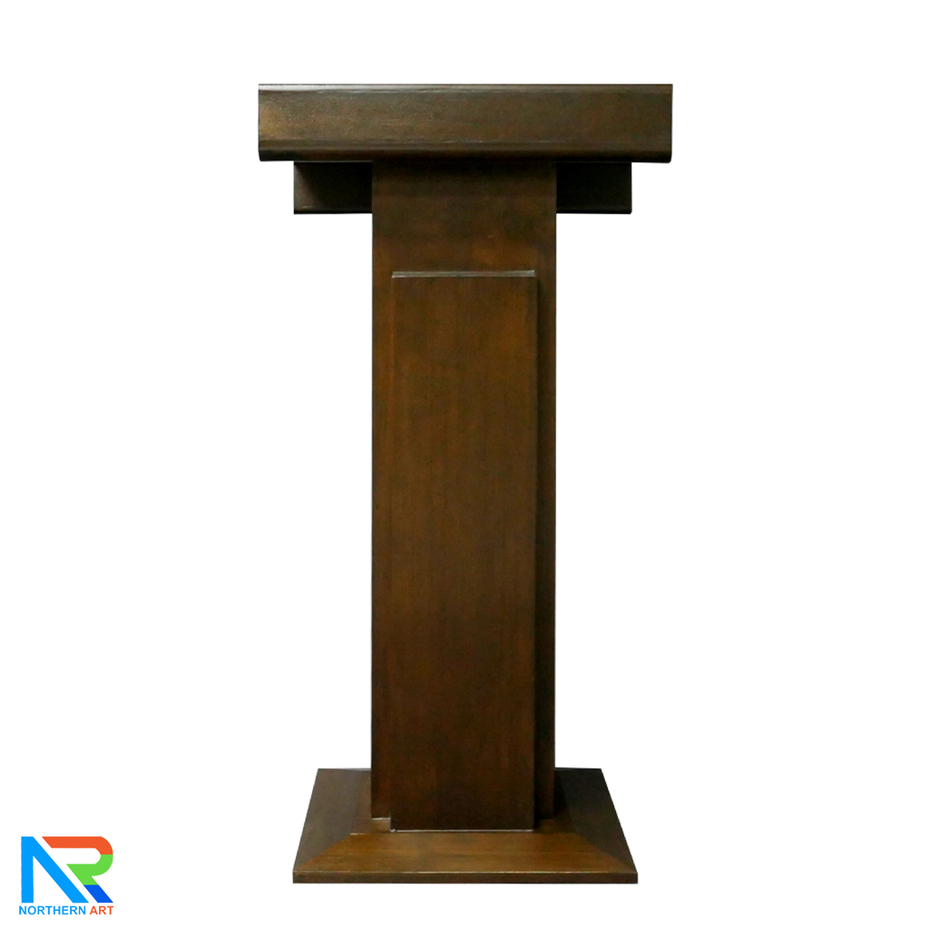 โพเดียมไม้ สีโอ๊ค ทรงโมเดิร์น TOPตรง ขนาด (W)55.5 x (L)42 cm. สูง 111 cm.