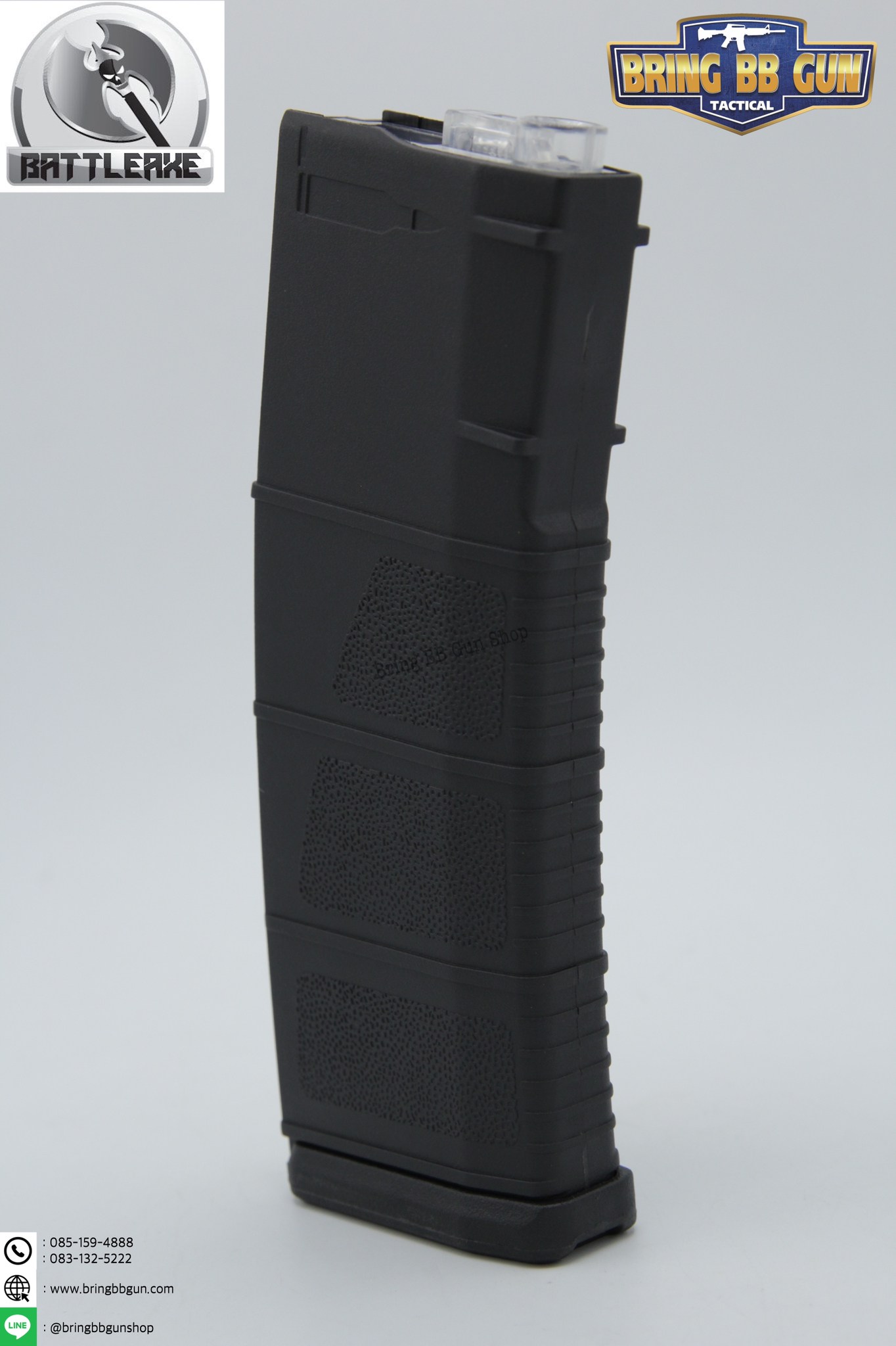 แม็กกาซีน M4 ยี่ห้อ Battle Axe แบบปั่น มี4ทรงให้เลือก ทรง P-mag(P-mag Hi-cap magazine) ทรง EPM(EPM Hi-cap magazine) ทรง 002(002 Hi-cap magazine) ทรง IMI Lancer(IMI Lancer Hi-cap magazine)