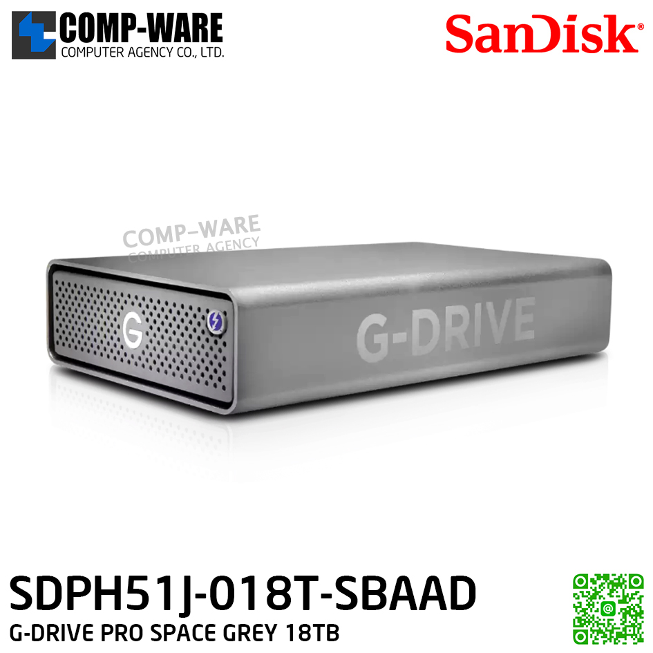 SanDisk Professional 18TB G-DRIVE PRO SPACE GREY ,Enterprise-Class Desktop Hard Drive, Thunderbolt 3, USB-C, 3Y Warranty - SDPH51J-018T-SBAAD