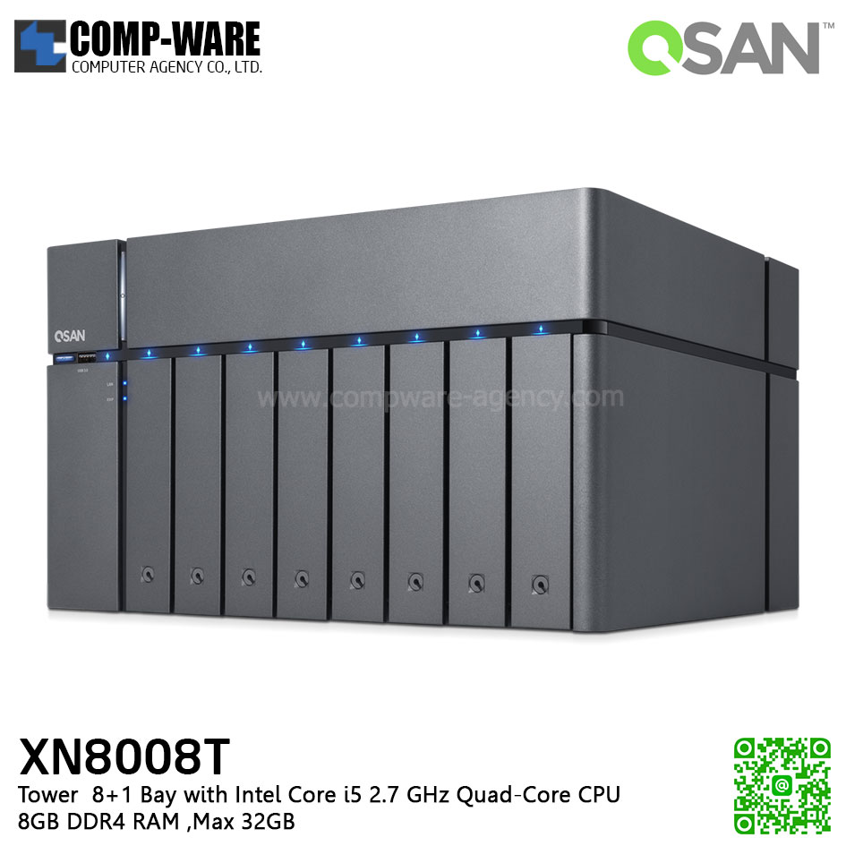 QSAN (8+1 Bays) XCubeNAS XN8008T (8GB RAM) Tower NAS Storage , No HDD