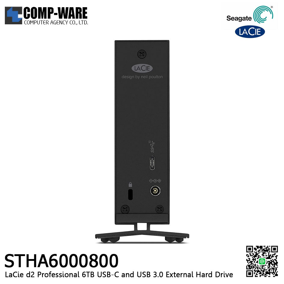 LaCie d2 Professional 6TB USB 3.1 Type-C External Hard Drive with Rescue Data Recovery Services - STHA6000800
