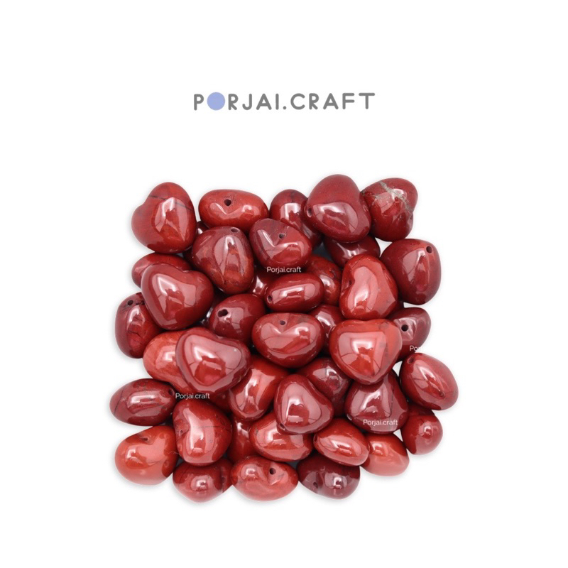Red Jasper Heart Beads ลูกปัดหัวใจเรดแจสเปอร์