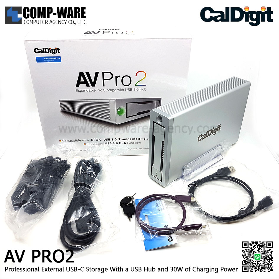 CalDigit AV Pro 2 - 3TB HDD Professional External Storage USB-C and USB Hub with AC Power Adapter รับประกัน 1 เดือน