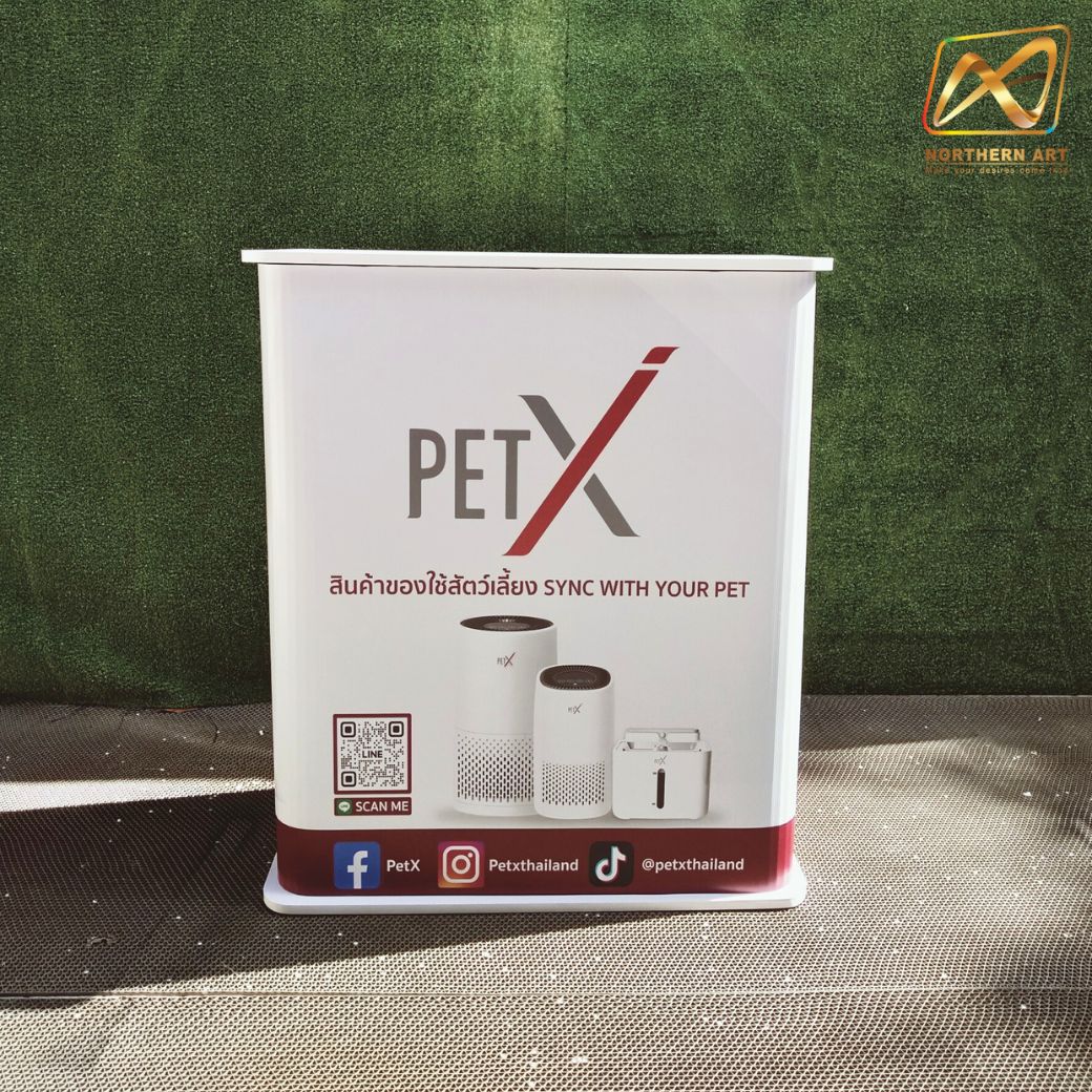 เคาน์เตอร์ออกบูธ ทรงเหลี่ยม ขนาดTOP 40x80 ซม. ถอดประกอบได้ เคลื่อนย้ายสะดวก พร้อมกระเป๋า 1 ใบ