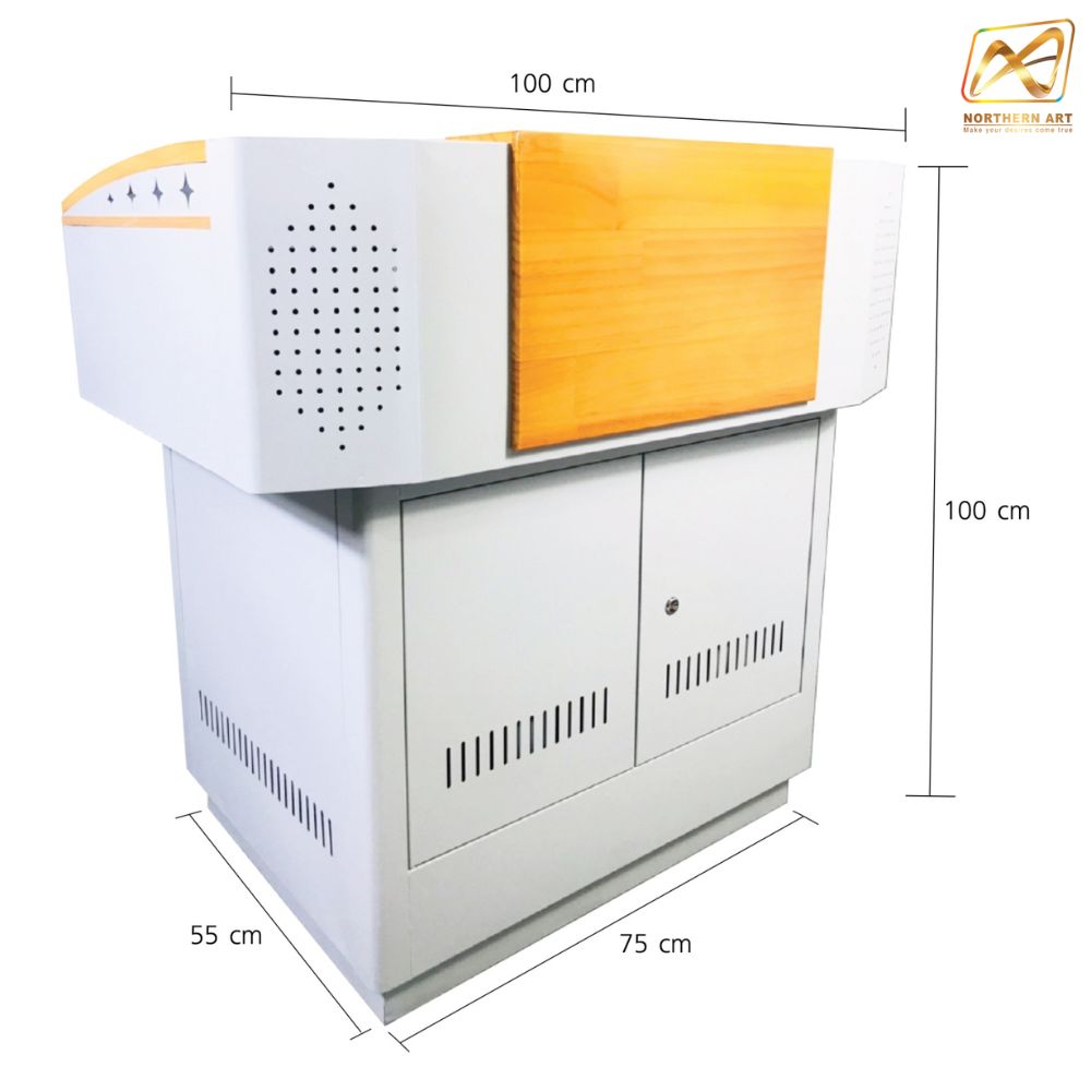 โพเดียมโรงเรียน โพเดียมเหล็ก โพเดียมอาจารย์ โพเดียมเลคเชอร์ ขนาด 100X70 cm.TOPไม้ พร้อมลิ้นชัก (สินค้าตัวโชว์)