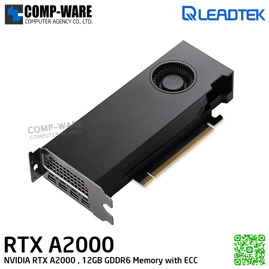 Leadtek NVIDIA RTX A2000 (12GB GDDR6 with ECC) Workstation Graphics Card for revolutionary designs, scientific breakthroughs, and immersive entertainment รับประกัน 3ปี