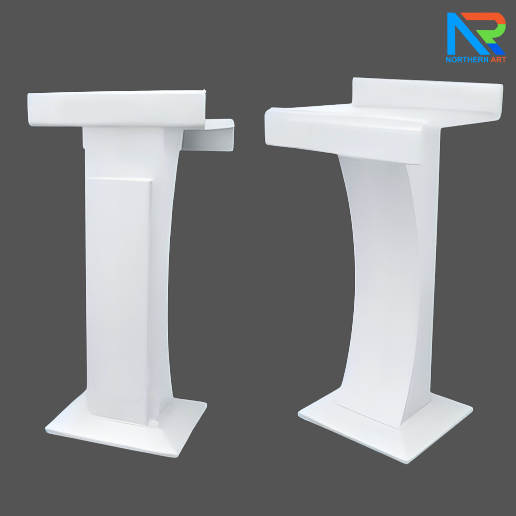 โพเดียมไม้ สีขาว ทรงโมเดิร์น TOPตรง ขนาด (W)55 x (L)42 cm. สูง 111 cm.