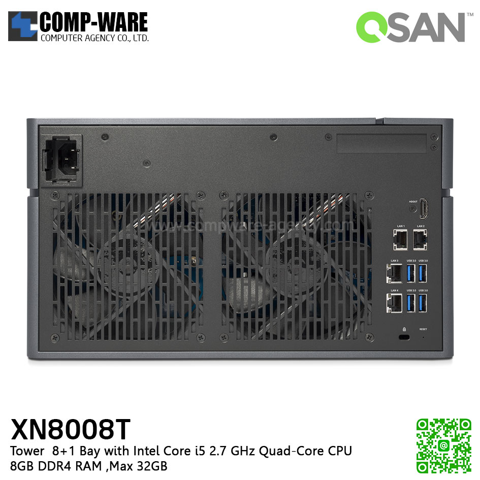 QSAN (8+1 Bays) XCubeNAS XN8008T (8GB RAM) Tower NAS Storage , No HDD