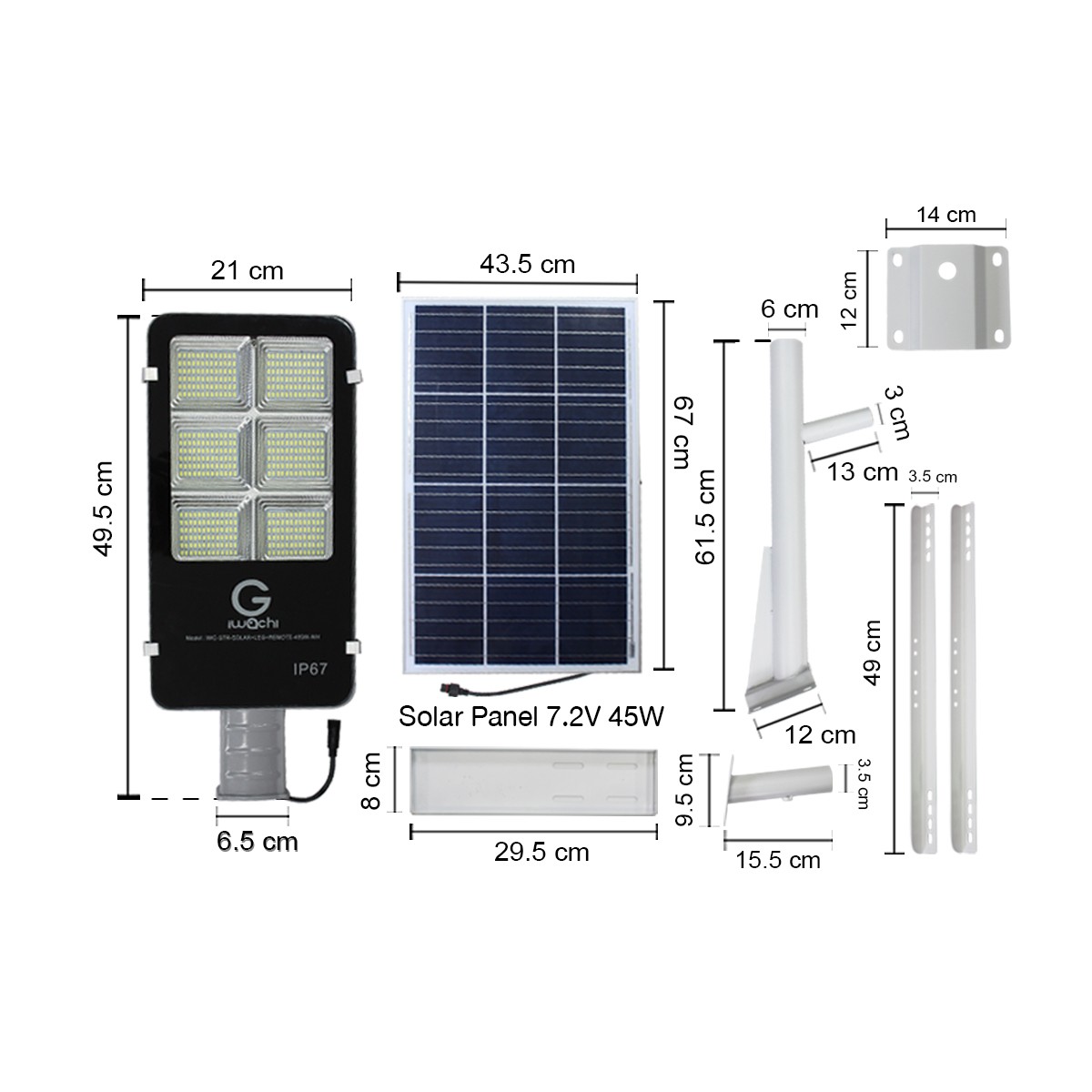 IWC-STR-SOLAR+LEG+REMOTE-400W-WH โคมไฟถนน โซล่าเซลล์ พร้อมรีโมท