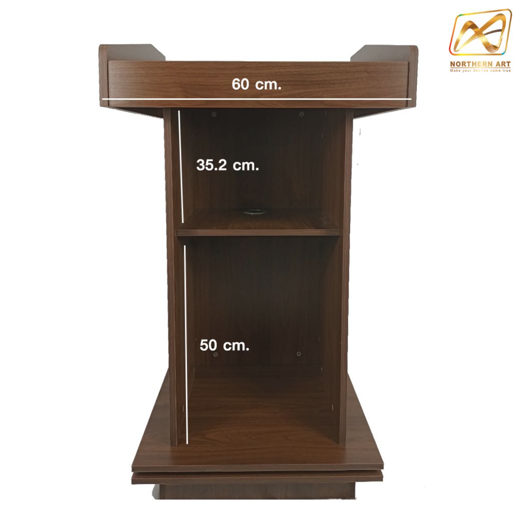 โพเดียมให้เช่า สีโอ๊ค โพเดียมไม้MDF ปิดผิวลายไม้สีบีช ทันสมัย พร้อมบริการรับ-ส่ง กทมฯและปริมณฑล