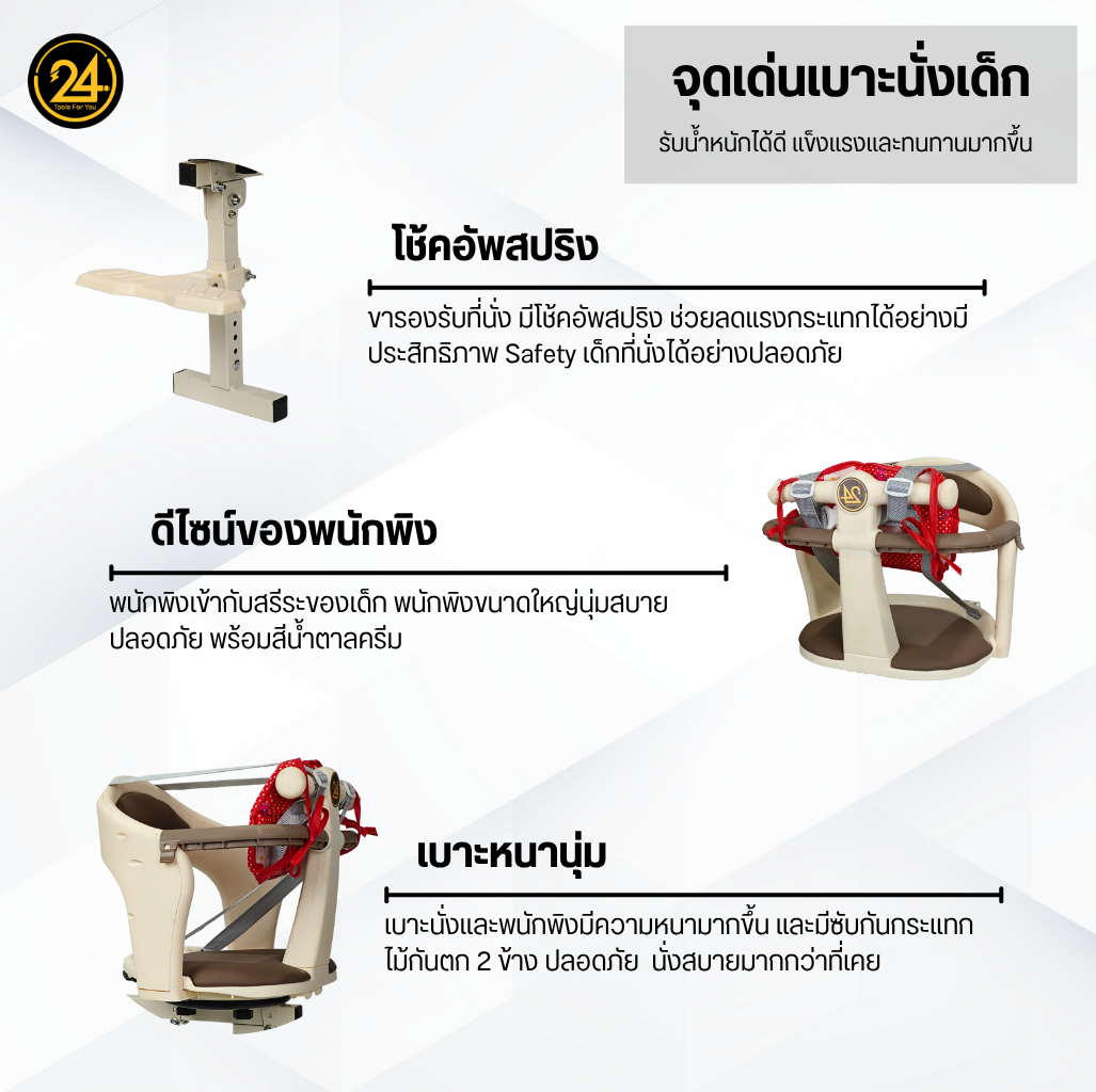 เบาะเสริมเด็กสำหรับสกู๊ตเตอร์ไฟฟ้า Baby Seat ที่นั่งเด็กด้านหน้า 2-7 ขวบ เบาะนุ่ม นั่งสบาย แข็งแรง ดีไซน์สวย 24You