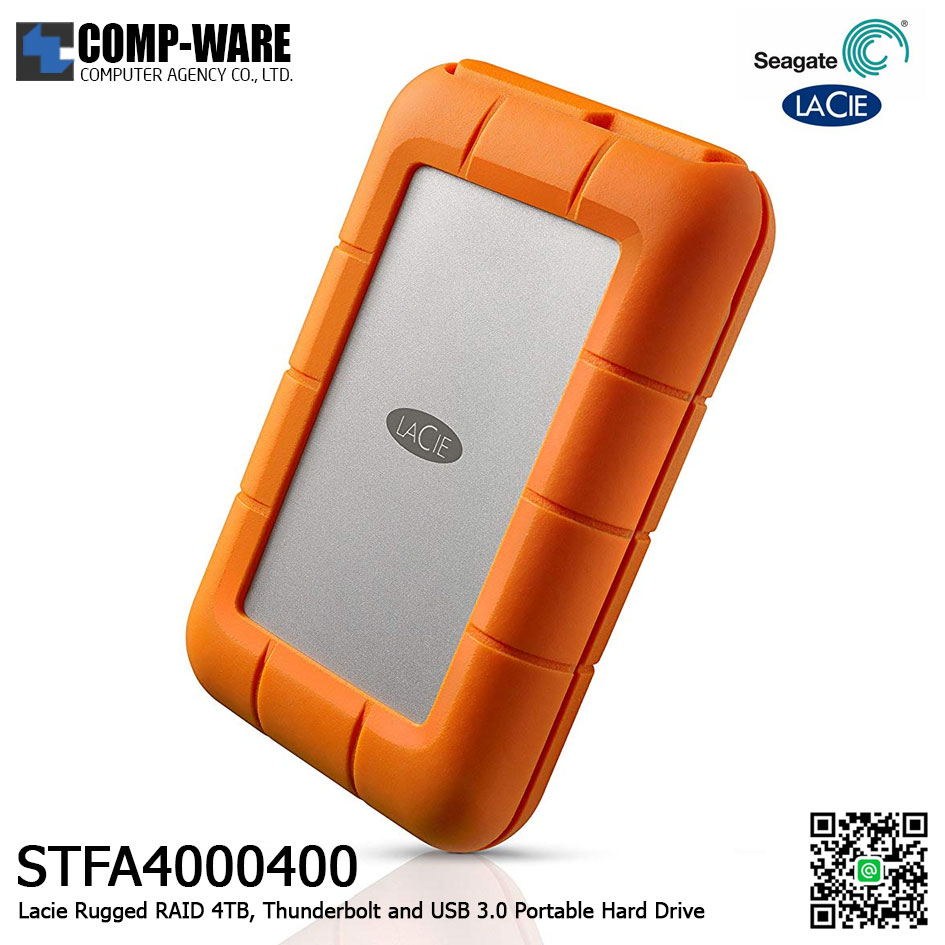 Seagate LaCie 4TB Rugged RAID Thunderbolt and USB 3.0 Portable Hard Drive Hard Drive - STFA4000400