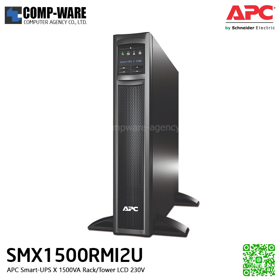 APC SMX Series Smart-UPS X 1500VA Rack/Tower convertible,LCD ,230V , SmartSlot สำหรับใส่ network card (Option) รองรับbattery pack สูงสุด 10 pack APC-SMX1500RMI2U
