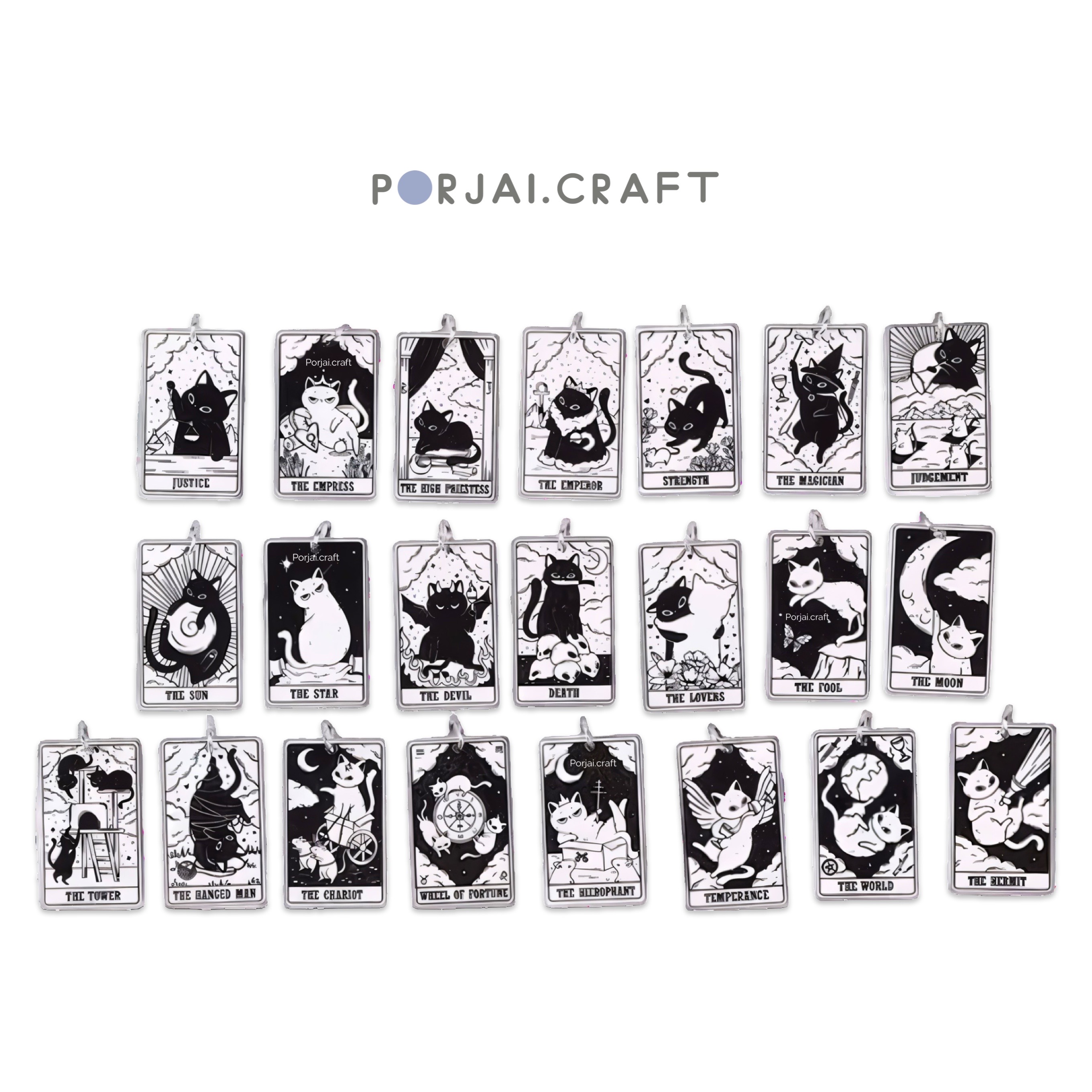 จี้แมวไพ่ทาโรต์ Tarot Cat Acrylic Pendants 39mm