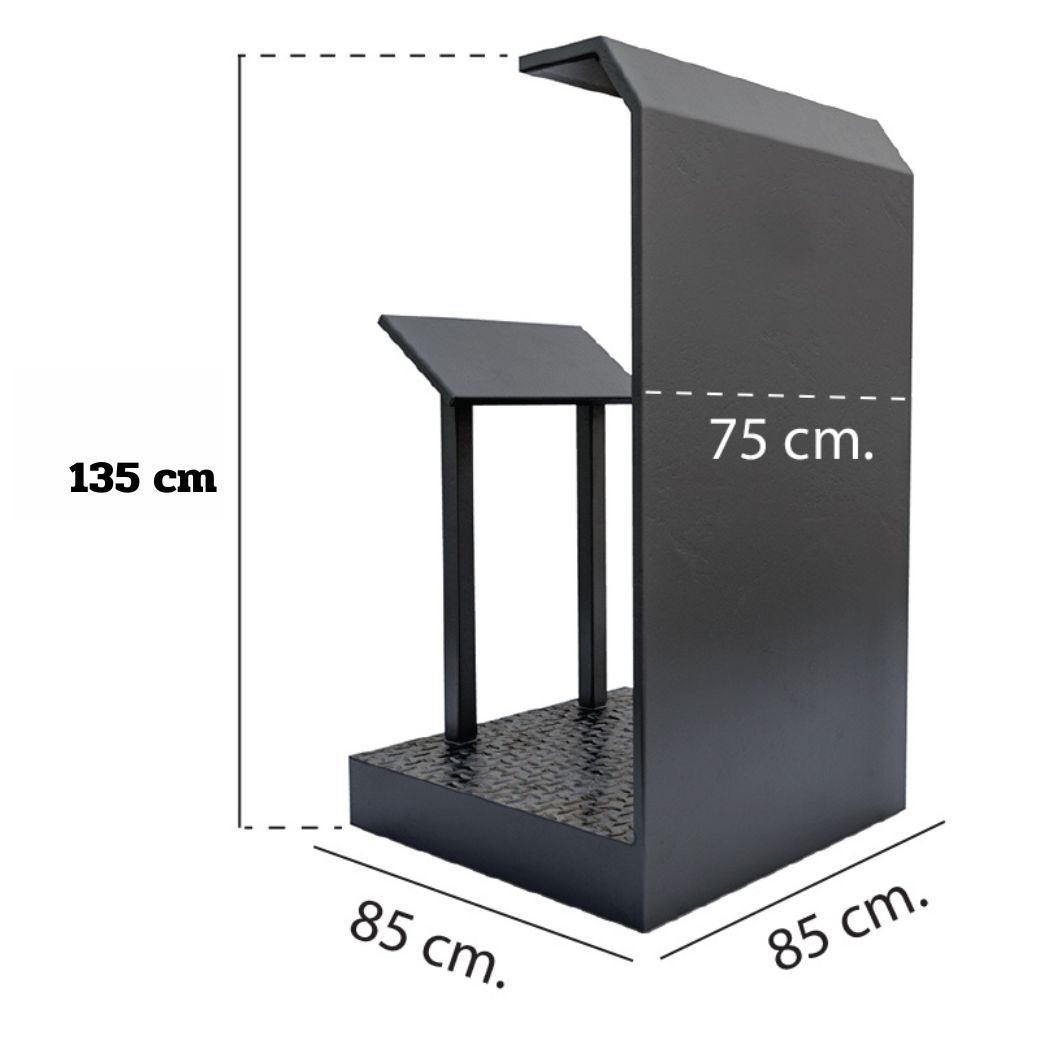 โพเดียมรปภ. เหล็กรุ่น GR-03 ขนาด (W) 85 x (L) 85 (H) 135 ซม. พร้อมช่องใส่เอกสาร ขนาดA4 พื้นเหล็กลายกันลื่น แข็งแรงทนทาน ( สั่งผลิตสีที่ต้องการได้)