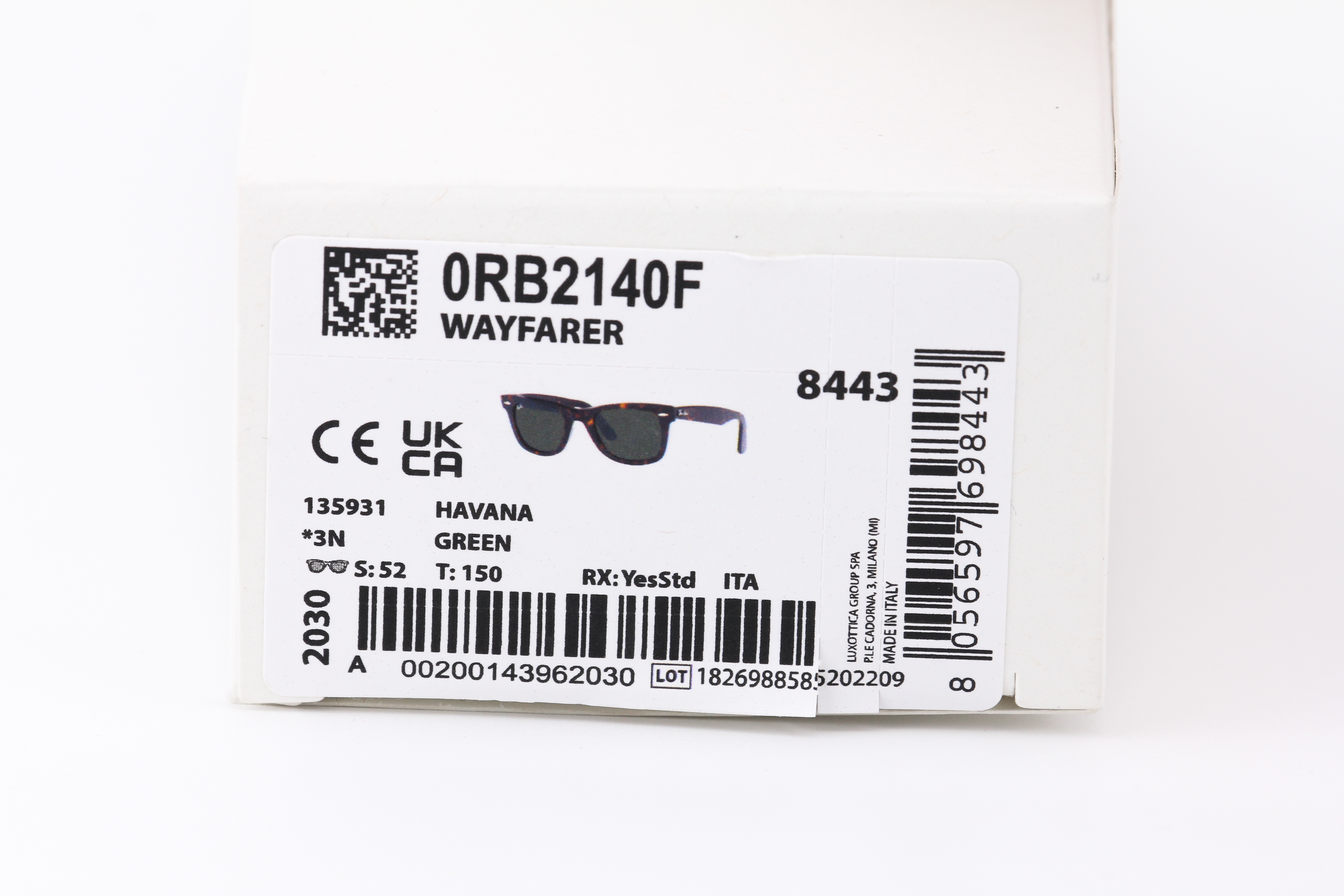 RayBan Wayfarer RB2140F 135931 THE BIO-ACETATE WAYFARER