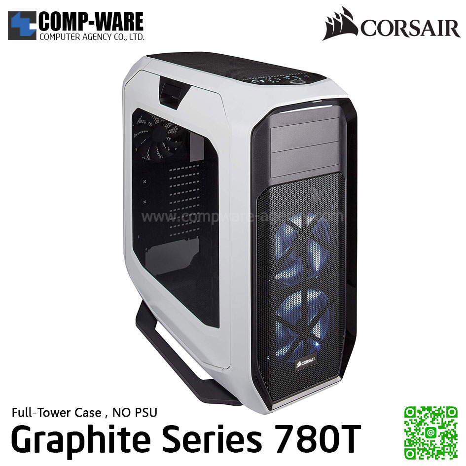 CORSAIR Graphite Series 780T White Full-Tower Chassis , No Power - CC-9011059-WW