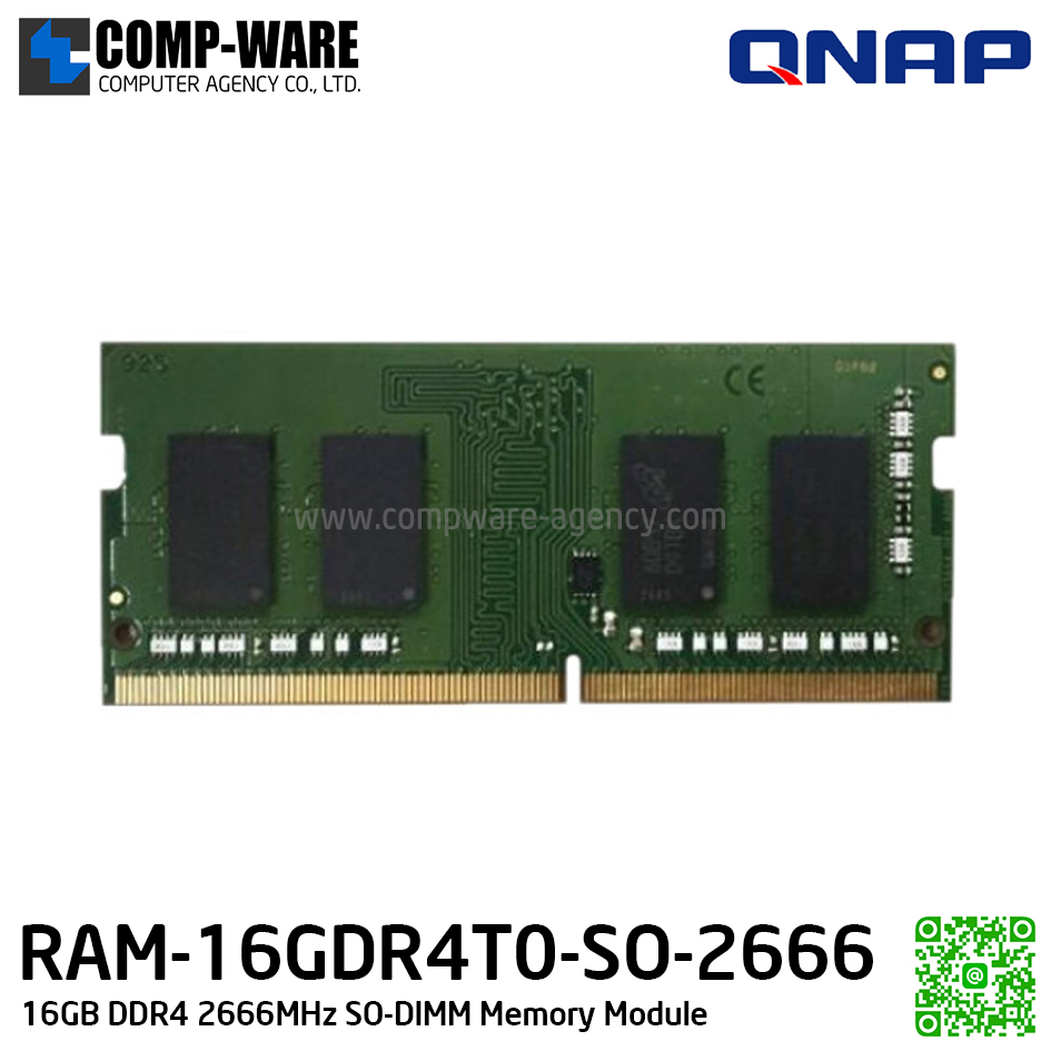 QNAP RAM Module 16GB DDR4 2666MHz SO-DIMM 260Pin (1Y Warranty) RAM-16GDR4T0-SO-2666