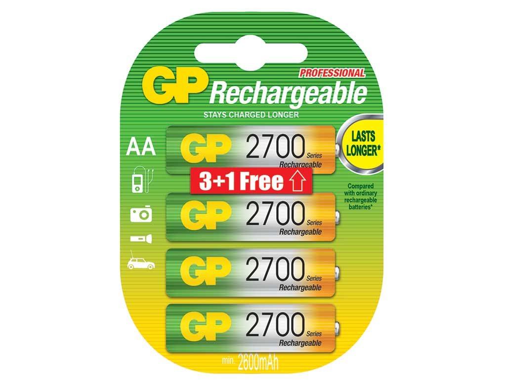 ถ่านชาร์จ GP 2700 มิลลิแอมป์ 4ก้อน ขนาด AA