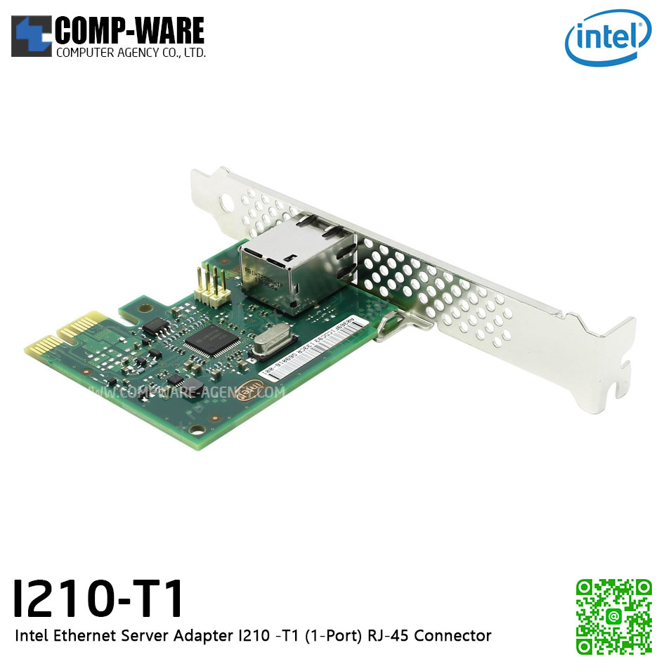 Intel Ethernet Server Adapter I210-T1 (1-Port) RJ-45 Connector เหมาะสำหรับ Server/Workstation , รับประกัน 3ปี