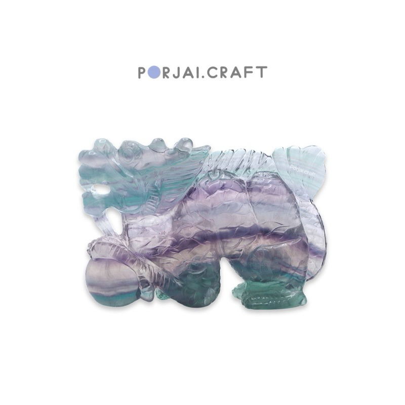 Rainbow Fluorite Dragon Carving เรนโบว์ฟลูออไรด์ 7.9cm
