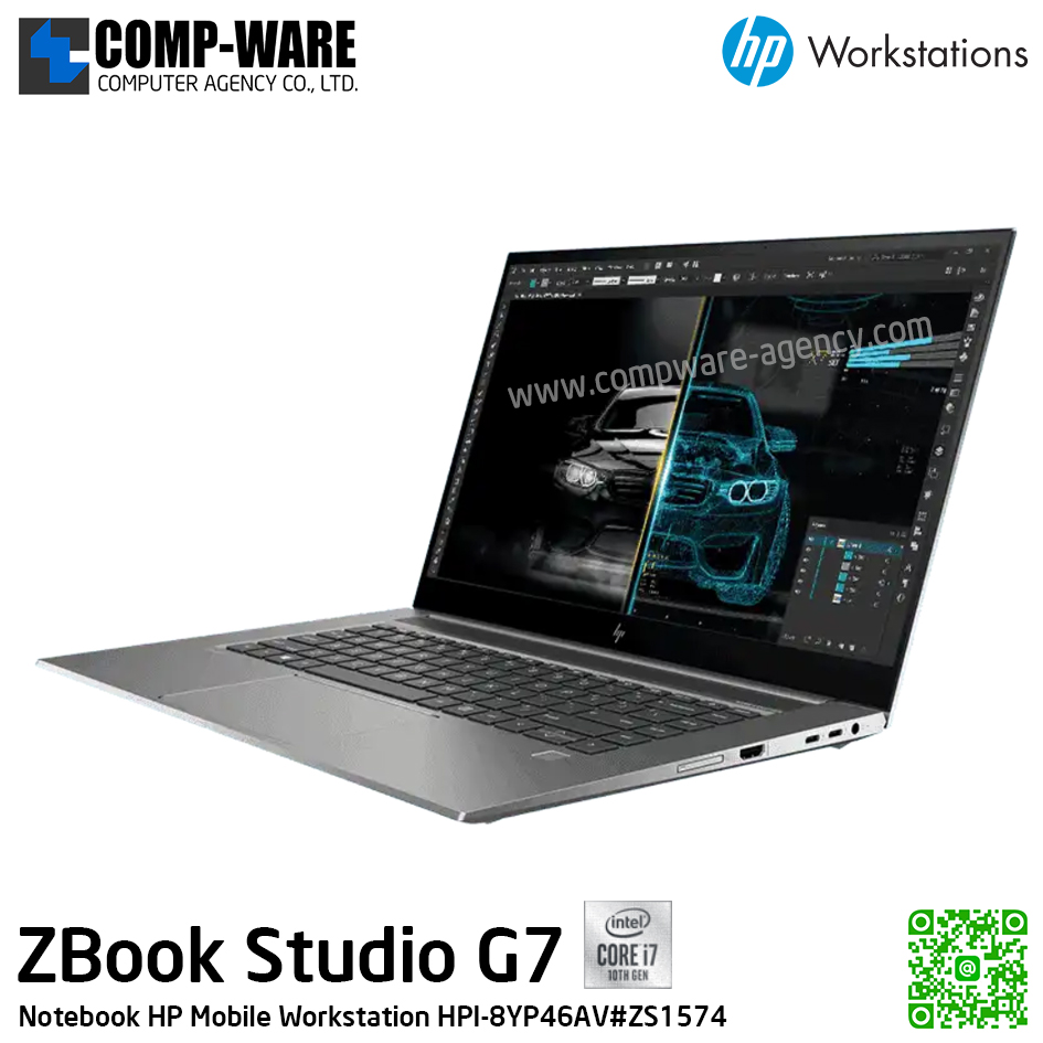 HP Mobile Workstation ZBook Studio G7 - Intel Core i7-10750H / 16GB DDR4 / 512GB PCIe NVMe / NVIDIA Quadro T2000 (4GB) / Intel AX201 + Bluetooth / 15.6inch UHD (3840x2160) / Windows 10 Pro / 3Years On-site