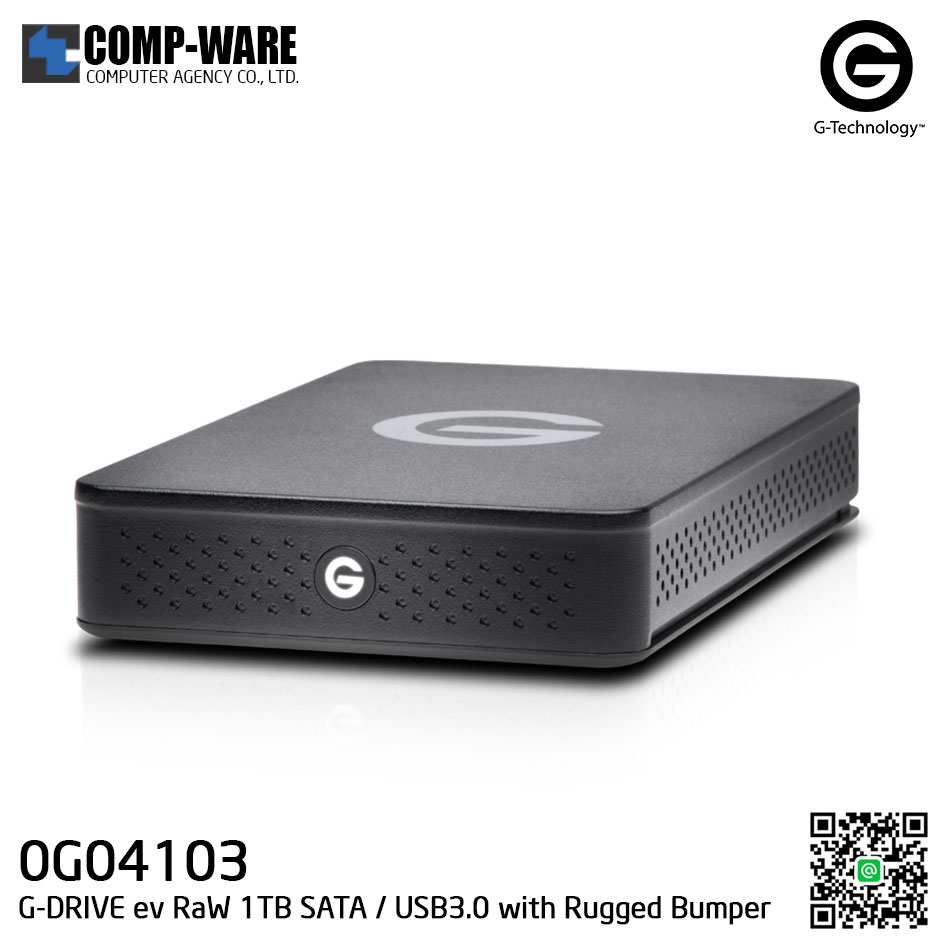 G-Technology G-DRIVE ev RaW 1TB 5400RPM SATA / USB3.0 Portable Hard Drive with Rugged Bumper - 0G04103