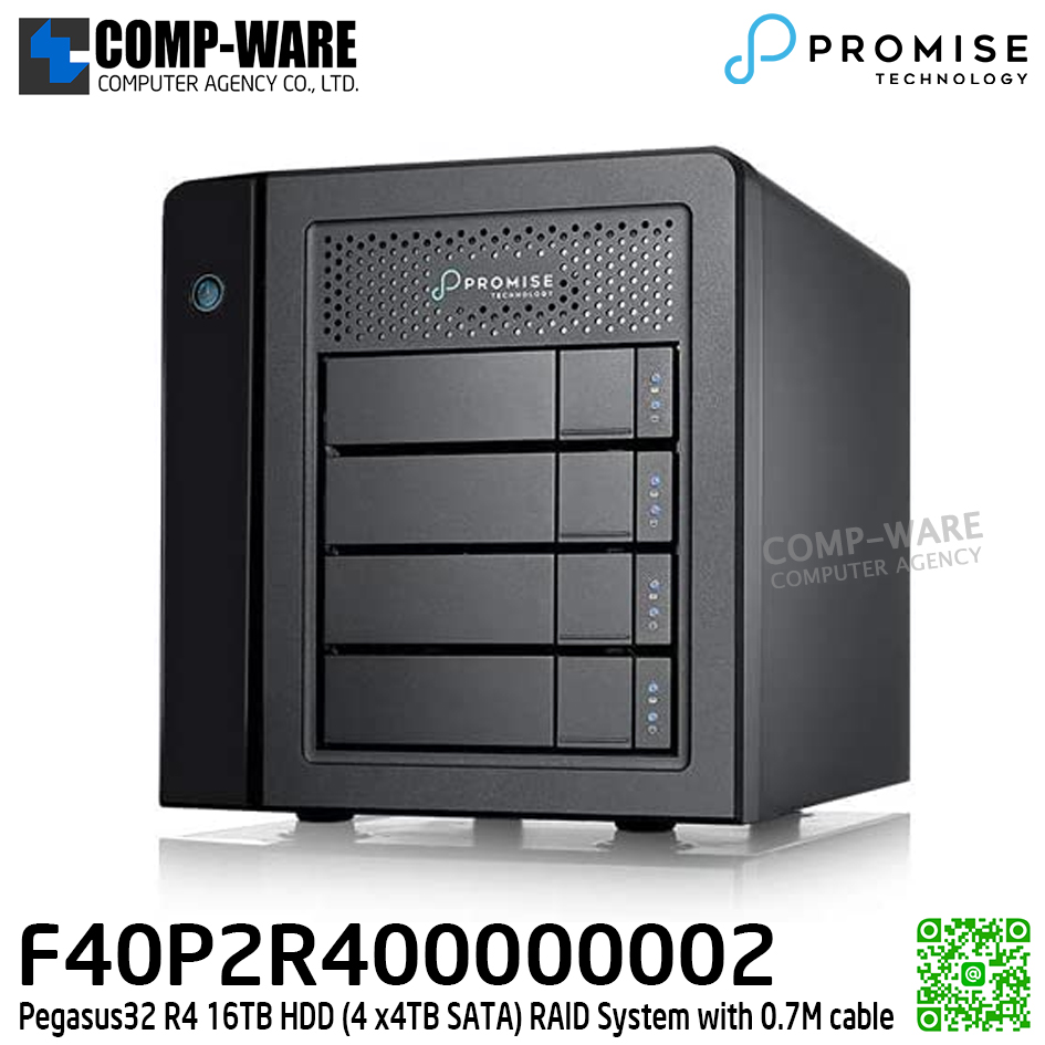 Promise Pegasus32 R4 16TB HDD (4 x4TB SATA) RAID System with 0.7M cable (APAC) รับประกัน 3ปี - F40P2R400000002