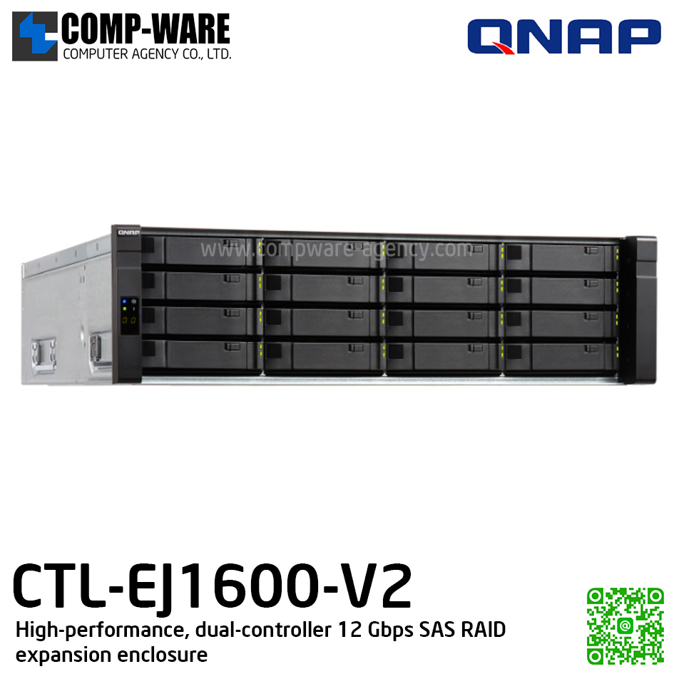QNAP EJ1600 v2 High-performance, dual-controller 12 Gbps SAS RAID expansion enclosure