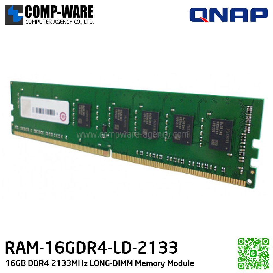 QNAP RAM Module 16GB DDR4 2133MHz LONG-DIMM (1Y Warranty) RAM-16GDR4-LD-2133