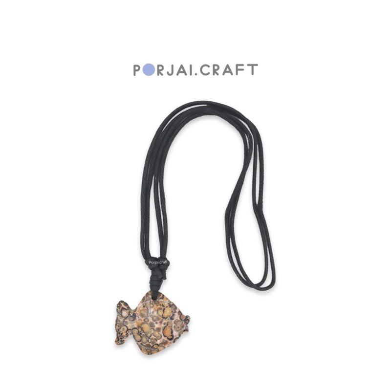 Leopard Skin Jasper Fish Necklace สร้อยคอเลพเพิร์ดสกินแจสเปอร์ ปลา