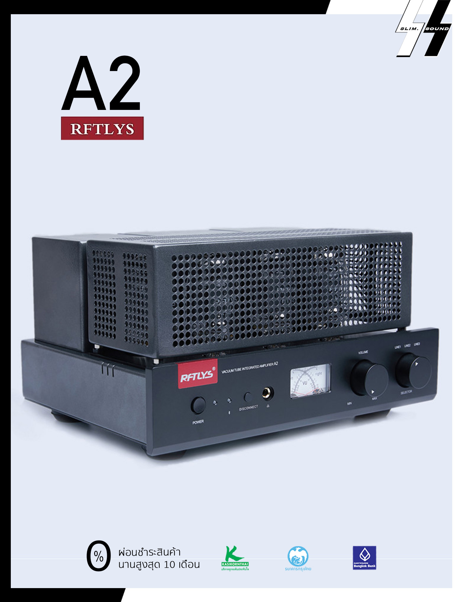 แอมป์หลอด-แอมป์หูฟัง | RFTLYS - A2 (KT88) | Tube Integrated Amplifier Push-Pull KT88 - Bluetooth | 35 Watts (RMS)