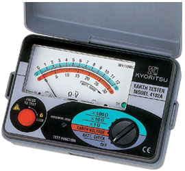 KYORITSU 4102A เครื่องวัดได้รับการออกแบบให้ป้องกันผลกระทบที่เกิดจากแรงดันไฟฟ้าของสายดินและความต้านทานของหลักดินเสริม (Auxiliary Earth Spike)
