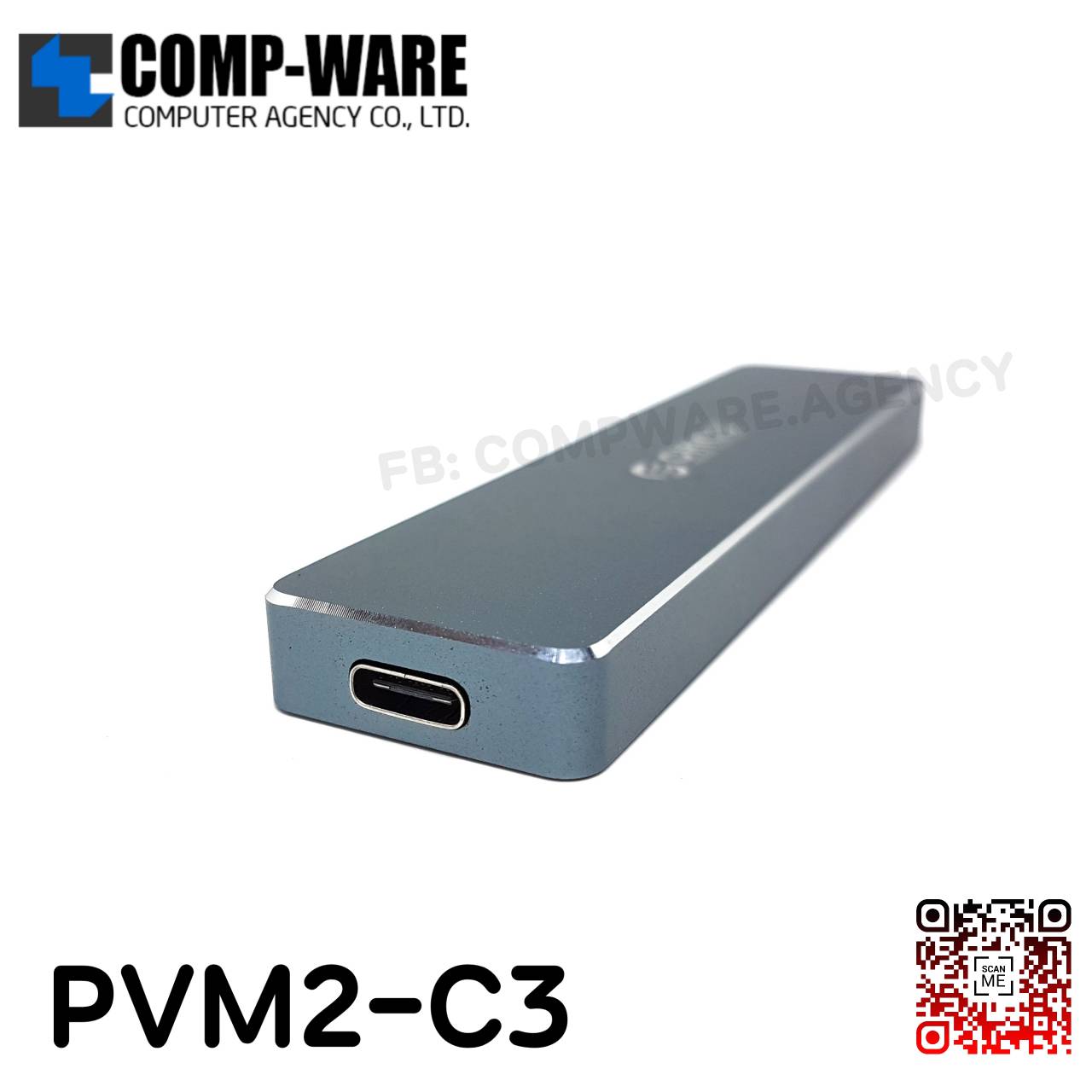 ตัวแปลง Orico PVM2-C3 Mini Clip-open M.2 SSD PCIe NVMe to USB3.1 Gen2 10Gbps Aluminum Enclosure สีเทา