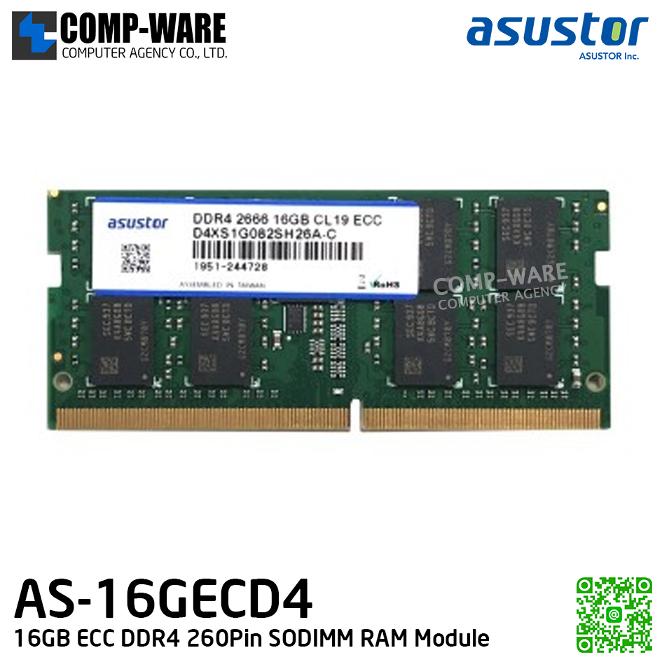 Asustor AS-16GECD4 16GB DDR4 ECC SODIMM RAM Module (5Y Warranty)