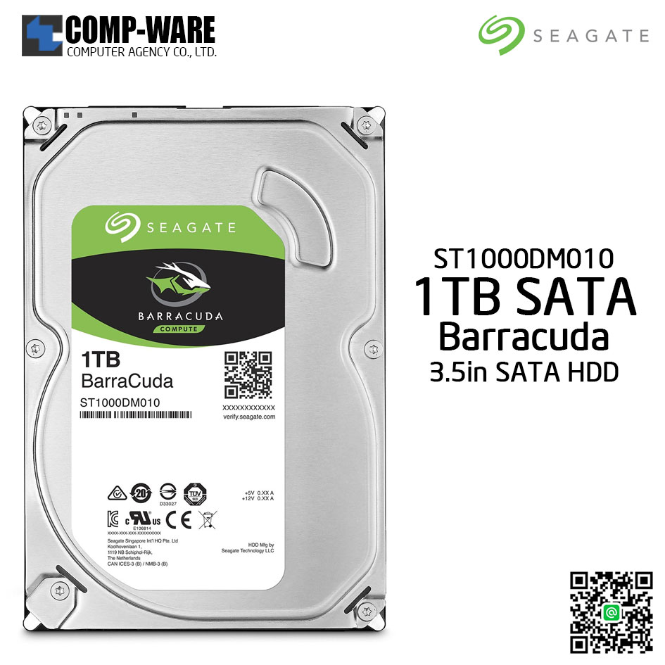 Seagate 1TB BarraCuda SATA 6Gb/s 7200RPM 64MB Cache 3.5-Inch Internal Hard Drive (ST1000DM010)