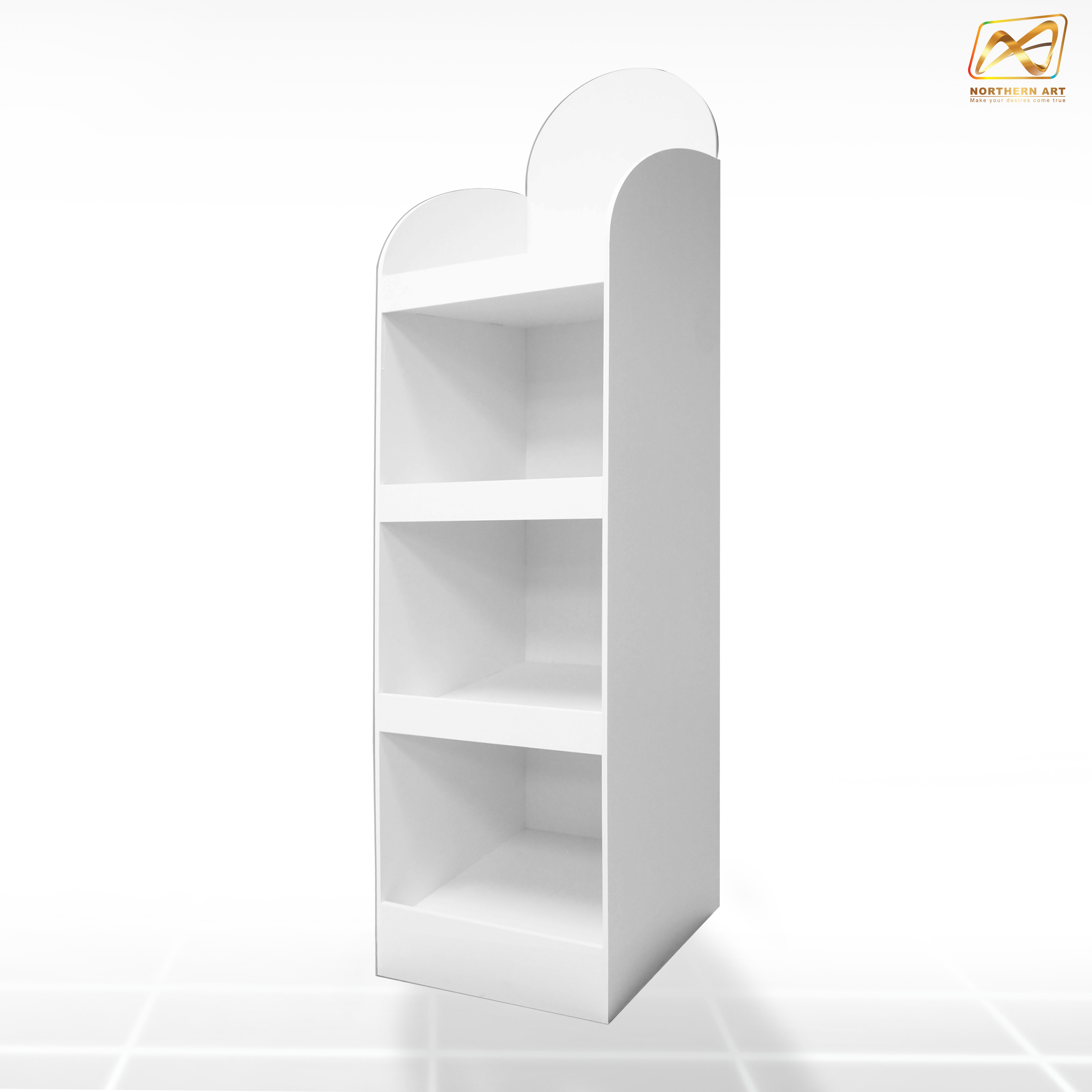 ชั้นวางสินค้าพลาสวูด 4 ชั้น PW-17 ขนาด(W)40 x (D)38 x (H)150 ซม. พร้อมงานพิมพ์ พลาสวูดหนา 8 มม.