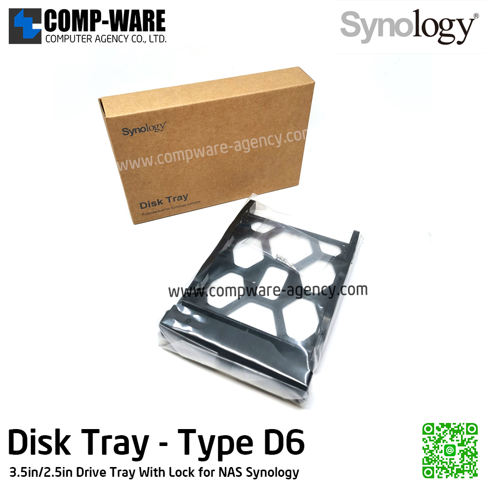 Spare Part Disk Tray (Type D6) - 3.5"/2.5" Drive Tray With Lock (มีน๊อตให้ในกล่อง) สำหรับเครื่อง NAS Synology / No warranty