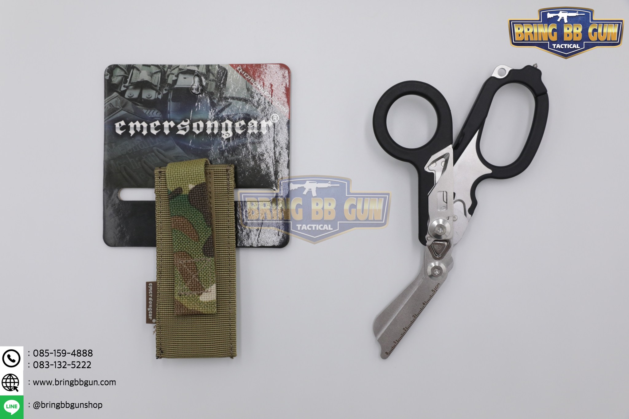 ซองใส่กรรไกรแพทย์สนาม ยี่ห้อ Emerson + กรรไกรแพทย์สนาม ทรง LM Raptor (Tactical EDC Scissor Pouch + Paramedic Scissors)