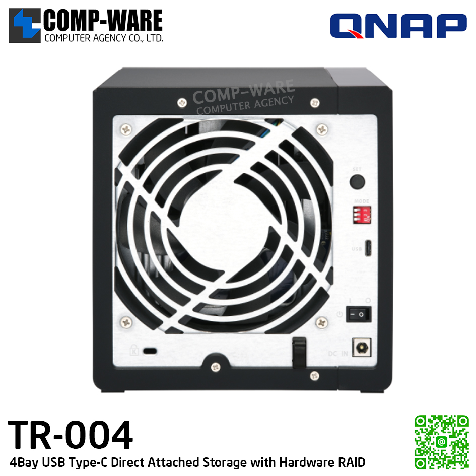 QNAP (Tower 4-Bay) TR-004 / 4 x 2.5"/3.5" SATA 6Gbps / 65W Adapter / 2Y Warranty / No HDD - Expansion Enclosure