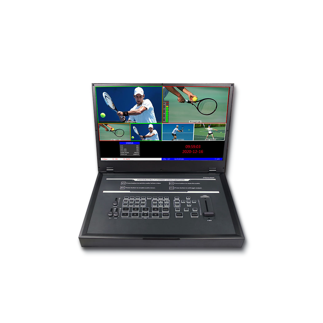 วีดีโอสวิตเชอร์ DeviceWell HDS9125P แบบพกพา พร้อมจอ 4xHDMI+1xDP