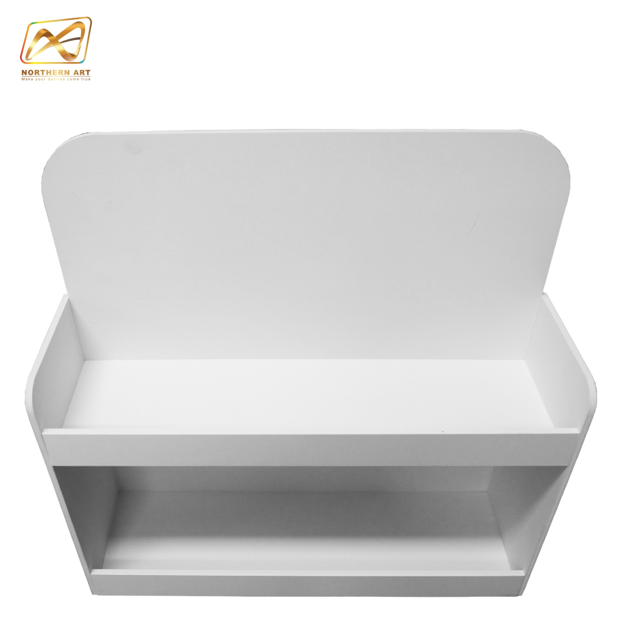 ชั้นวางสินค้าตั้งโต๊ะ TB18 แบบ 2 ชั้น ขนาด (W)40 x (D)12 x (H)40 cm.วัสดุพลาสวูดหนา 5 มม.