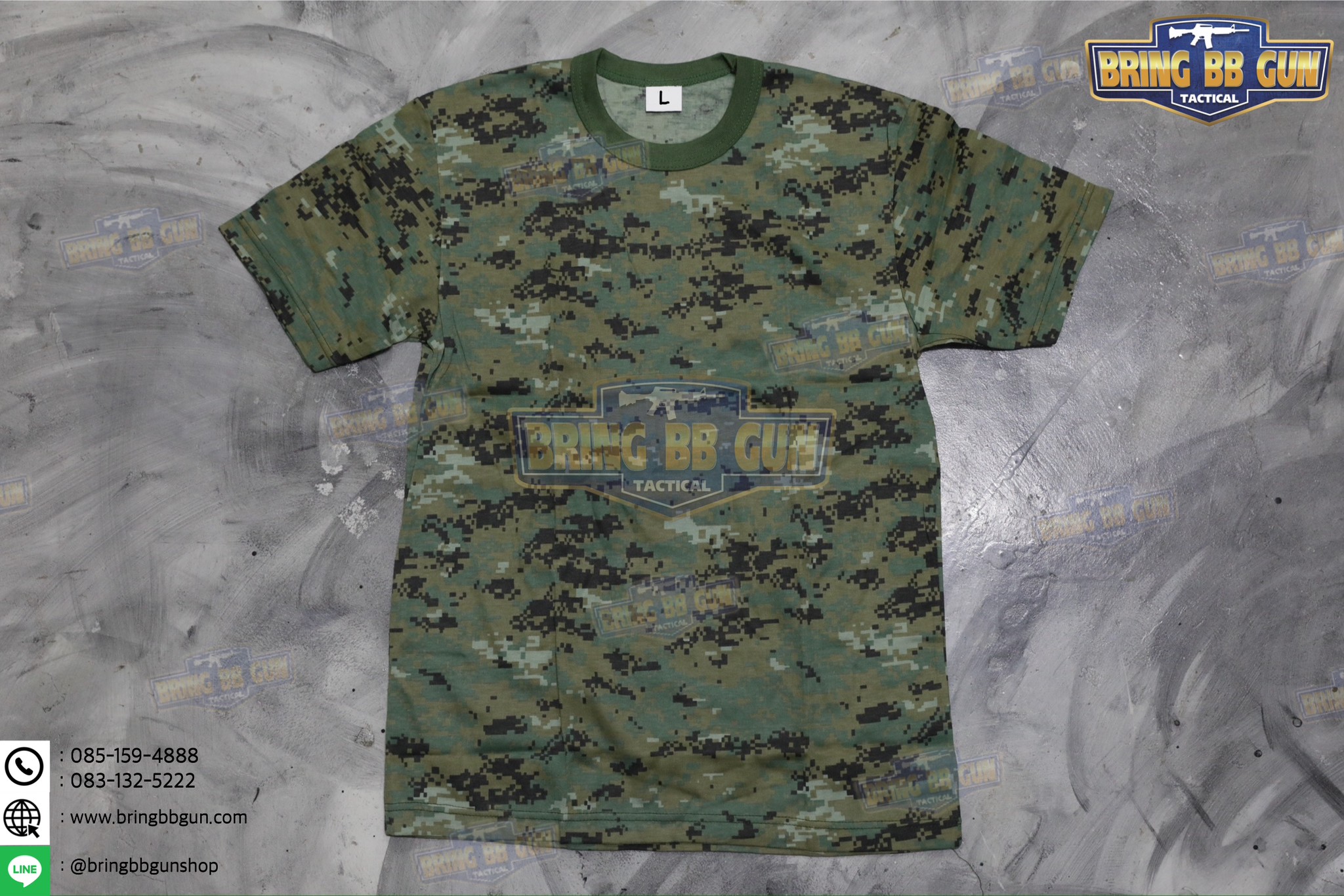 เสื้อยืดคอกลมลายพราง พิมพ์ลาย3D ผ้า TC