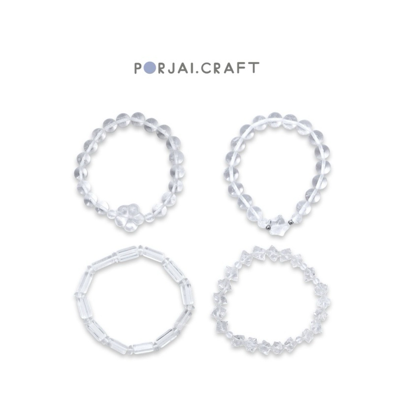 Clear Quartz Beaded Bracelets สร้อยข้อมือควอตซ์ใส